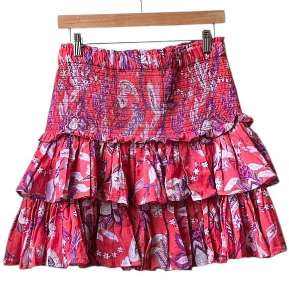 Sundry Red Floral Tiered Mini Smocked Ruffle
Lightweight Skirt Women Size L - Picture 4 of 16